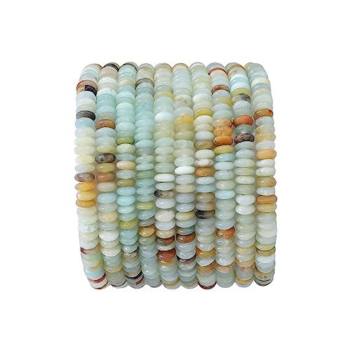 Natural Amazonite Disk Stone Beads 4x2mm 160pcs Rondelle Loose Semi Gemstone Beads for Jewelry Making Design (160 Count)