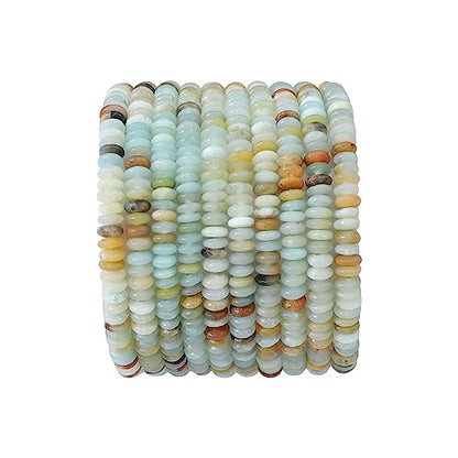 Natural Amazonite Disk Stone Beads 4x2mm 160pcs Rondelle Loose Semi Gemstone Beads for Jewelry Making Design (160 Count)