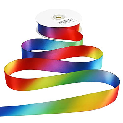Rainbow Ribbon Satin Ribbon 1 inch Rainbow Satin Ribbons Colored Ribbons for Crafts Gift Wrapping Pride Birthday Party Decoration DIY Hair Bows (75 Foot)