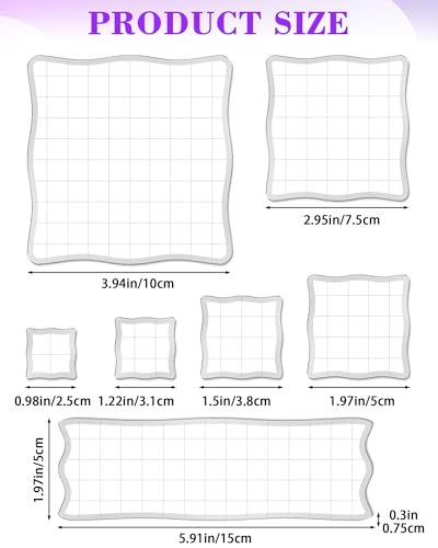 7 Pieces FIVEIZERO Acrylic Stamp Block with Grid Lines (7 Count)
