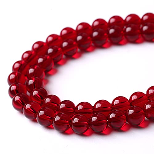 Smooth Garnet Red Glass Crystal Round Loose BeadsFor Jewelry Making DIY Bracelet Necklace Accessories 12mm 34pcs 15" Strand (16 Count)