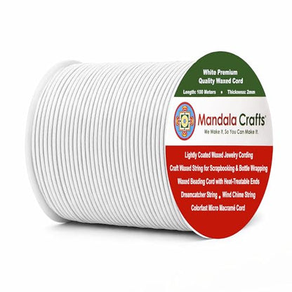 2mm White Waxed Cord (327 Foot)