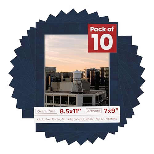 Pack of Ten Acid Free 8.5x11 Mats Bevel Cut for 7x9 Photos (10 Count)