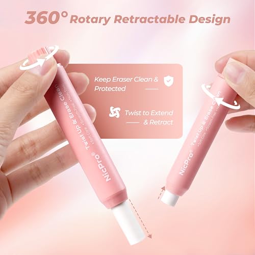 6 Pack Rotary Retractable Erasers (6 Count)