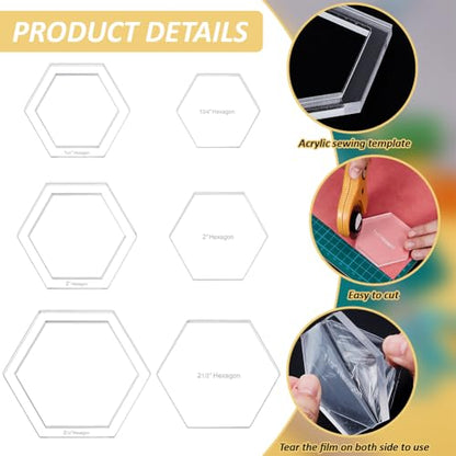 16 Pcs Hexagon Quilting Template (16 Count)