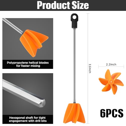 11" 6 Pcs Paint Stirrer for Drill (6 Count)