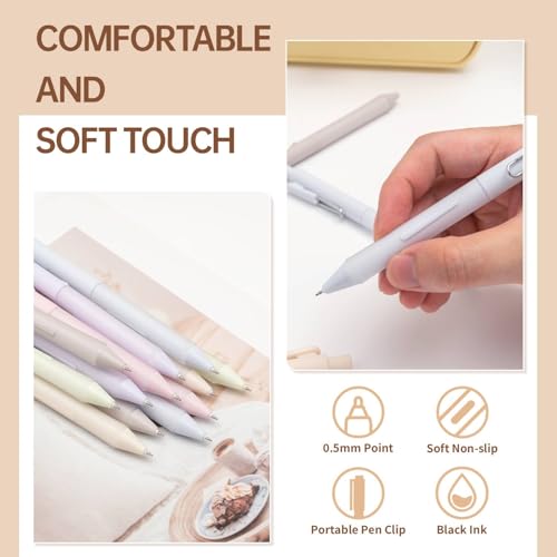 0.5mm Gel Pens Black Ink Pen Gel Retractable Pens for Smooth Writing Office Supplies (12 Count)