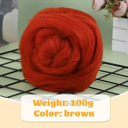 3.53oz Needle Felting Wool Roving for Needle Felting Red