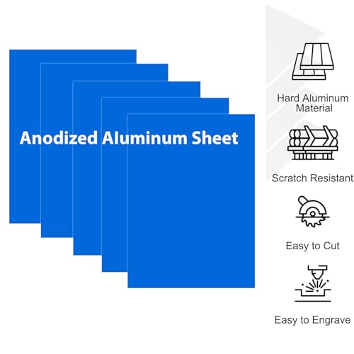 10Pcs Blue Anodized Aluminum Sheet 5" x 7" x 1 (10 Count)
