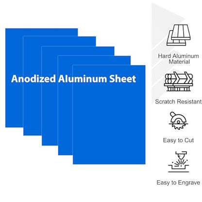 10Pcs Blue Anodized Aluminum Sheet 5" x 7" x 1 (10 Count)