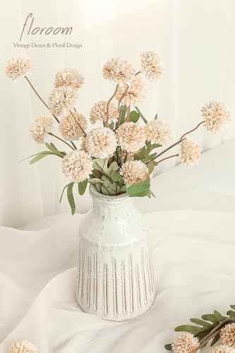 6pcs Beige Faux Silk Mums Artificial Flowers (6 Count)
