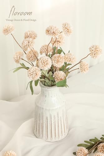 6pcs Beige Faux Silk Mums Artificial Flowers (6 Count)