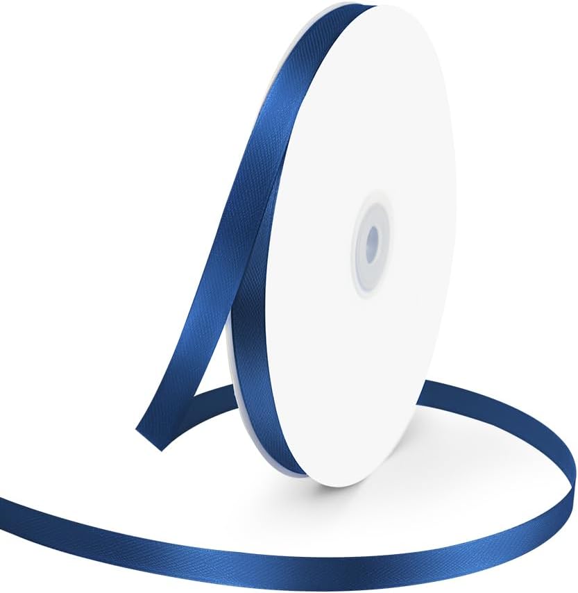 3/8" Wide x 100 Yards Single Face Polyester Satin Ribbon, Satin Ribbon for Crafts, Gift, Hair Bows, Wedding Party Decoration, Bow Making & Other Projects (Navy Blue) - Crafty Corner