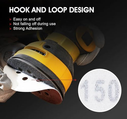 Sanding Disc 150 PCS 5 Inch 8 Hole Sanding Discs Selected Aluminum Oxide Orbital Sandpaper 150 Grit (150 Count)