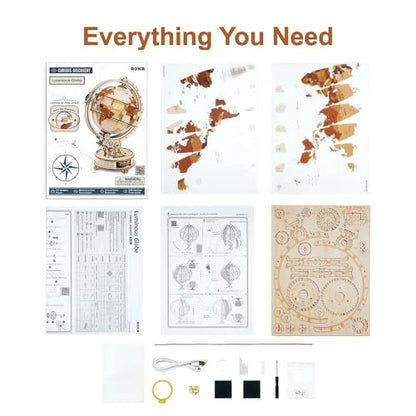 3D Wooden Puzzles for Adults Illuminated Globe with Stand 180pcs 3D Puzzles Built (180 Count)