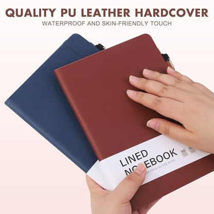 12 Set Lined Notebook Journals with Pens A5 Notebooks 100 GSM College Ruled Hardcover Notebook PU Leather Notepad with Pen Holder for Office School (12 Count)