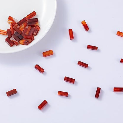 Natural Red Agate Rectangle Tube Beads 4x13mm 38cm (28 Count)
