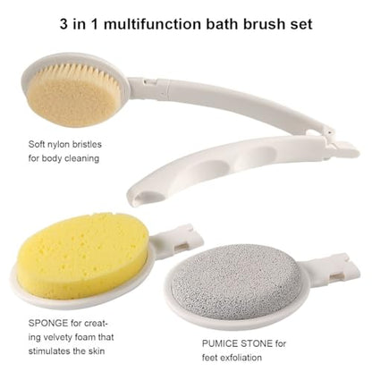 19" Long Handle Shower Sponge Brush Set