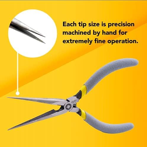 Super Precision Long Needle Nose Pliers - 6 Inch Steel Mini Long Nose Pliers With Non Serrated Edge & Non Slip Handles - Great For Jewelers, Fine Crafting, & Other High Precision Projects - Crafty Corner