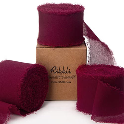 Burgundy Chiffon Silk Ribbon (90 Foot)