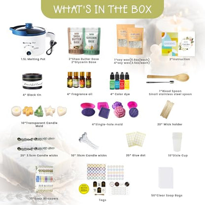 Basic 2-in-1 Candle & Soap Making Supplies Kit with Wax/Soap Melter