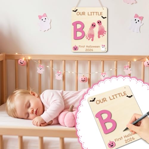 R HOSRE 3D Halloween Baby's Footprint DIY Art Craft with Ink Pad for Decor (4 Count)