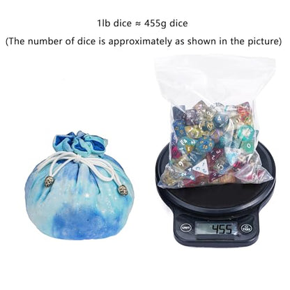 Large D&D Dice Bag with Pockets Blue Storage Bag for DND RPG Games (21 Ounce)