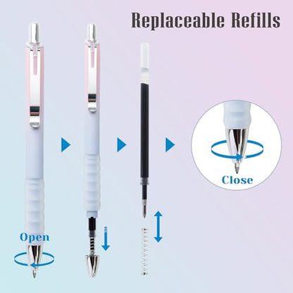 Gel Pens Fine Point 0.7mm Black Ink Gel Pen Retractable Cute Pens for Smooth Writing School Office Supplies (18 Count)