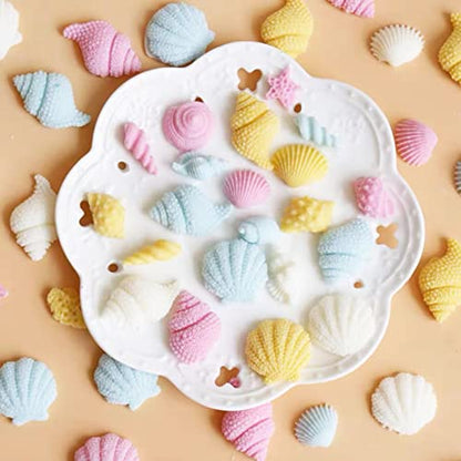 4 PCS Marine Theme Cake Fondant Silicone Mold Seashell Conch Starfish Baking Molds (4 Count)