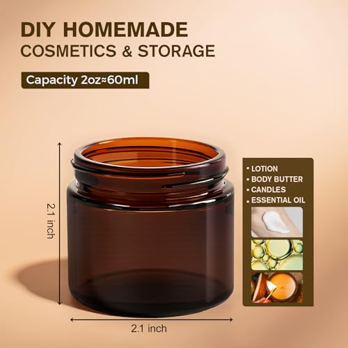 2 oz Glass Jars with Lids Hoa Kinh 40 Pack Empty Amber Small Glass Jars (40 Count)