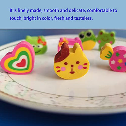 35PCS Fun Animal Fruit Pencil Topper Erasers for Kids Bulk (35 Count)