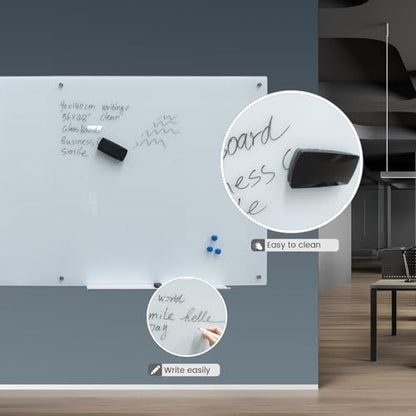 Magnetic Glass Writeboard Tempered Glass Dry Erase Boards Wall Mounted Frameless Whiteboard Bulletin Message Boards