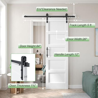 26x84 inch White Sliding Barn Door with Hardware