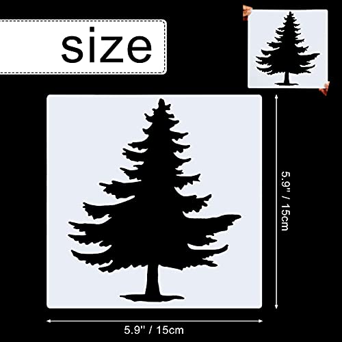 8 Pieces Pine Tree Stencils Art Painting Templates Stencils for Painting on Wood Winter Holiday DIY Wall Floor Decor Supplies (8 Count)