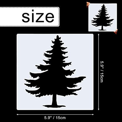 8 Pieces Pine Tree Stencils Art Painting Templates Stencils for Painting on Wood Winter Holiday DIY Wall Floor Decor Supplies (8 Count)
