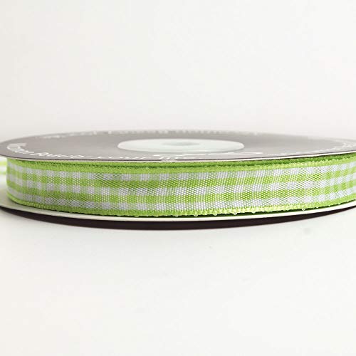 Apple Green Gingham Plaid Checked Ribbon 25 Yard Each Roll 100% Polyester
