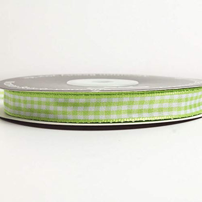 Apple Green Gingham Plaid Checked Ribbon 25 Yard Each Roll 100% Polyester