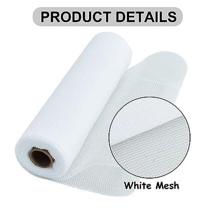 2 Rolls 10 Inch White Decorative Mesh Ribbbon Rolls