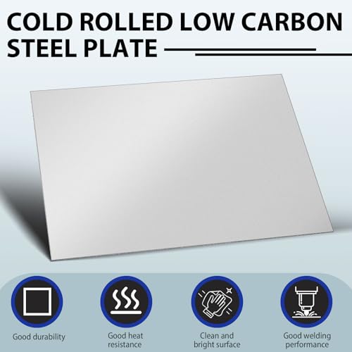 2 Pcs 16 Gauge Mild Metal Steel Sheet Plate Weldable Carbon Cold Panels Square Rolled for Outside Industrial DIY Weld Accessories (2 Count)