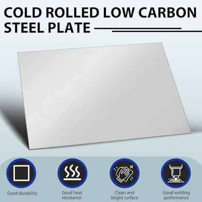2 Pcs 16 Gauge Mild Metal Steel Sheet Plate Weldable Carbon Cold Panels Square Rolled for Outside Industrial DIY Weld Accessories (2 Count)
