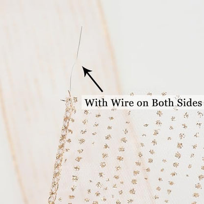 Rose Gold Sheer Glitter Wired Ribbon 2.5 Inch Horizontal Stripes Polka Dot Christmas Ribbon Organza Sheer Glitter Ribbons 25 Yards Rose Gold Ribbons for Christmas Tree (75 Foot)