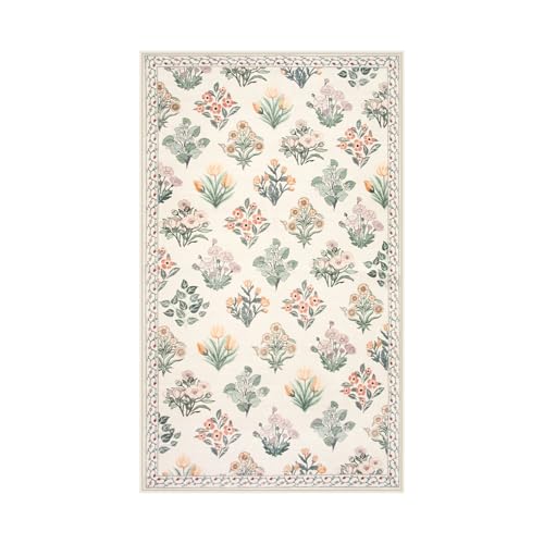 Floral Machine Washable 3x5 Rug (15 Sq Ft)
