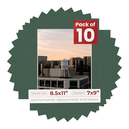 Pack of Ten Acid Free 8.5x11 Mats Bevel Cut for 7x9 Photos (10 Count)