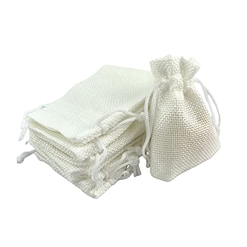 Pack Of 25 Burlap Gift Bags with Drawstring Linen Jewelry Pouches Wedding Hessian Jute Bags for Birthday and Treat Pouches Party Wedding Favors Gift