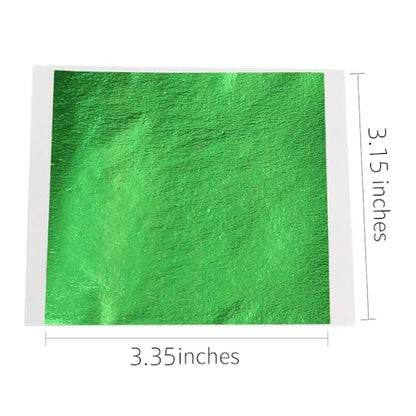 Gold Leaf Sheets for Art 100 PCS Green Foil