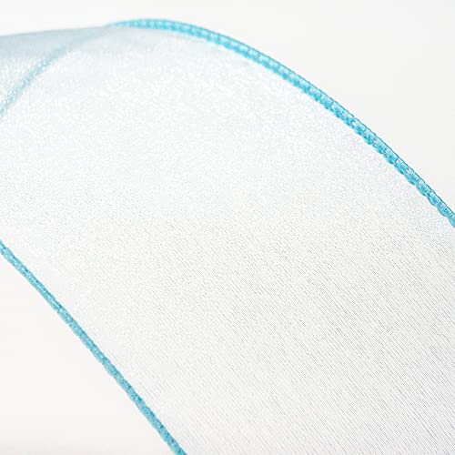 Sheer Organza Wired Ribbon 2.5" x 50 Yards Blue for Wedding Chair Bow Flora Bouquet Gift Wrapping Christmas Tree Home Decor Wreath (150 Foot)
