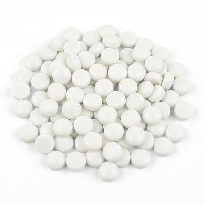 150g Glossy White Round Glass Mosaic Tiles for Crafts Bulk (5.29 Ounce)