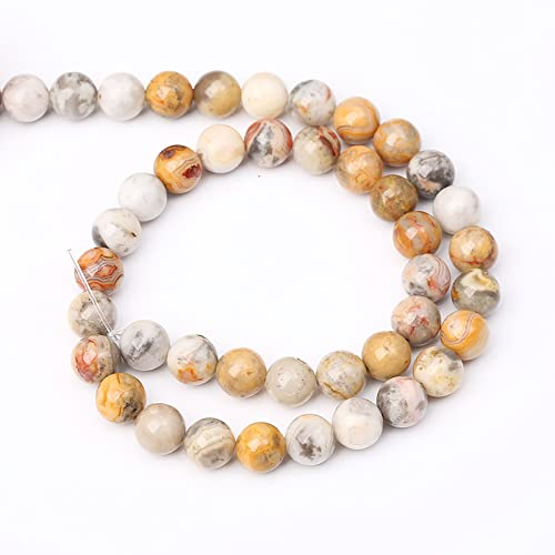 32pcs 12mm Natural Stone Beads Crazy Lace Agate Gemstone Round Loose Beads for Jewelry Making DIY Bracelet Necklace (16 Count)
