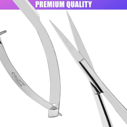 Cross Edge Spring Scissors 5 Inch straight Stainless Steel Precision Eyebrow & Eyelash Shaping & Trimming Scissor
