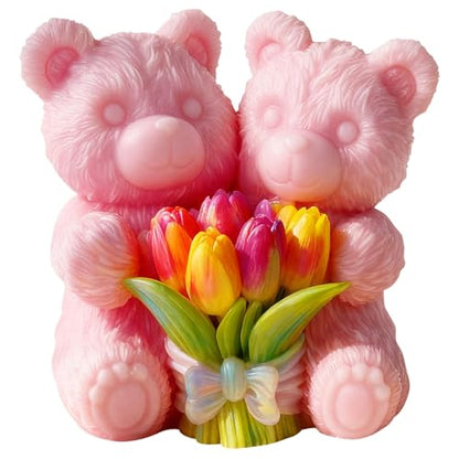 Tulip Flower Bear Heart Cylinder Candle & Resin Mold